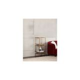 Vivense Olope Metal Kitaplık, 2 Katlı, Pirinç Eskitme - 35 cm x 35 cm x 108 cm - Sarı