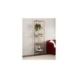 Vivense Olope Pirinç Eskitme Metal Dört Raflı Kitaplık - 35 cm x 35 cm x 200 cm - Sarı