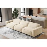Vivense Orlando Üçlü Deri Koltuk, Beyaz - 310 cm x 85 cm x 75 cm