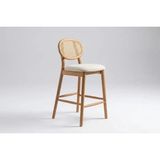 Vivense Oslo Bar Sandalyesi, Naturel Ahşap, Krem Kumaş - 50 cm x 60 cm x 113 cm