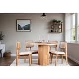 Vivense Otella Natural Ahşap Yuvarlak Masa Takımı, 100X100 - Naturel