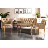 Vivense Paris Kollu Çay Seti Koltuk Takımı, Cappuccino - Sütlü Kahve - 115 cm x 50 cm x 45 cm