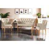 Vivense Paris Kollu Çay Seti Koltuk Takımı, Krem - 115 cm x 50 cm x 45 cm