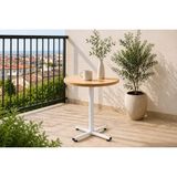 Vivense Payas Metal Ayak Mutfak Bahçe Balkon Bistro ve Cafe Masası, 70X70 Cm, Naturel Beyaz