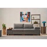 Vivense Perenna Yataklı Üçlü Koltuk, Keten, Gri - 233 cm x 93 cm x 83 cm