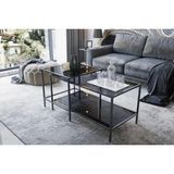 Vivense Perla Orta Sehpa, Füme Cam - 45 cm x 90 cm x 45 cm - Siyah