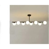 Vivense Plafonyer Beste Sıralı Beyaz Camlı Siyah Avize, Sekizli - 125 cm x 30 cm x 45 cm