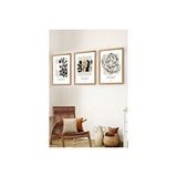 Vivense Premium Ahşap Çerçeveli Üçlü İskandinav Bohem Tablo Seti, Set3, 70x50