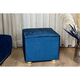 Vivense Premium Kadife Puf, Lacivert, Gold Ayak Lacivert