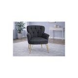 Vivense PUFY KOLLU TEKLİ BERJER, ANTRASİT, METAL GOLD AYAK