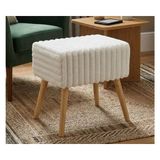 Vivense Rabbit Dikdörtgen Puf, Ahşap Ayak - 60 cm x 41 cm x 45 cm - Beyaz