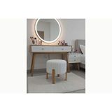 Vivense Rabbit Puf, Ahşap Çapraz Ayakli Beyaz