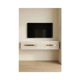 Vivense Rany Duvara Montaj Tv Sehpası Beyaz Traverten Gold 120 cm TDA1220BTG - 120 cm x 30 cm x 25.5 cm