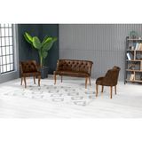Vivense Roma Kolsuz Çay Seti Koltuk Takımı, Kahve - Kahverengi - 115 cm x 50 cm x 45 cm