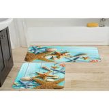 Vivense Rovigo Home Dijital Baskılı Ikili Banyo Paspas Takımı RVG5017 - Mavi - 100 cm x 60 cm x 1 cm