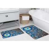 Vivense Rovigo Home Dijital Baskılı Ikili Banyo Paspas Takımı, RVG5231 - Mavi - 100 cm x 60 cm x 1 cm