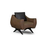 Vivense Royal Suni Derili Siyah Ahşap Ayaklı Tekli Kanepe, Kahve - 86 cm x 80 cm x 85 cm - Kahverengi