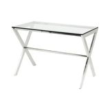 Vivense Sama Paslanmaz Metal Cam Çalışma Masası - 120 cm x 60 cm x 75 cm - Gümüş