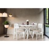 Vivense Sarte Beyaz Ahşap Yuvarlak Masa Sandalye Takımı 100X100