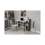 Vivense Saye Kitaplıklı Çalışma Masası, Antrasit Beyaz, 5 Raflı - Beyaz - Antrasit - 106 cm x 50 cm