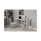 Vivense Saye Kitaplıklı Çalışma Masası, Mat Beyaz, 5 Raflı - 106 cm x 50 cm