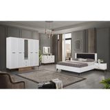 Vivense Sedir Yatak Odası Takımı, 5 Kapaklı - Beyaz - 160X200