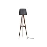 Vivense Sehbali Tripod Ceviz Lambader Pramit Hasir Siyah Abajurlu Siyah