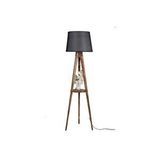 Vivense Sehbali Tripod Yanik Lambader Pramit Hasir Siyah Abajurlu Siyah