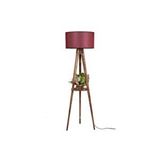 Vivense Sehbali Tripod Yanik Lambader Silindir Hasir Bordo Abajurlu