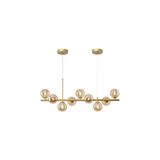 Vivense Selin Dokuzlu Sıralı Bal Camlı Eskitme Gold Kasalı Avize
