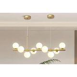 Vivense Selin Dokuzlu Sıralı Eskitme Gold Kasalı Avize, Beyaz - 100 cm x 35 cm x 85 cm
