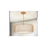 Vivense Serpil Gold Kafes Beyaz Kumaş Avize, 50 cm - Altın - Beyaz