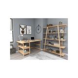 Vivense Softcity Doğal Ahşap Çalışma Masa Kitaplık Takımı, Naturel - 115 cm x 30 cm