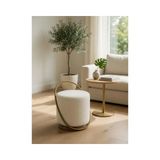Vivense Softy Puf, Demir - 45 cm x 45 cm x 59 cm - Beyaz