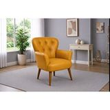 Vivense Stone Deri Kollu Tekli Berjer, Sari Sarı