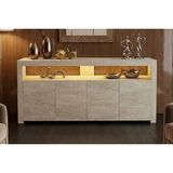 Vivense Sur Ledli Tv Ünitesi, Traverten, 164 cm - Kırık Beyaz - 180 cm x 35 cm x 50 cm