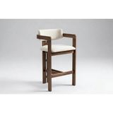 Vivense T Bar Sandalyesi, Ceviz Ahşap, Krem Kumaş - 58 cm x 50 cm x 104 cm