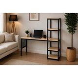 Vivense Tahtalia Raflı Metal Çalışma Masası - 140 cm x 60 cm x 140 cm - Akçaağaç