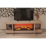 Vivense Taverten Desen Kapaklı Şömineli Tv Sehpası, 180 cm - Bej - 180 cm x 40 cm x 60 cm