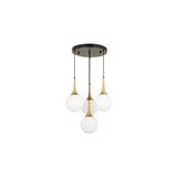 Vivense Tepsili Dörtlü Eskitme Gold Detaylı Avize, Beyaz 40 cm - Siyah