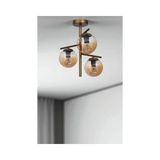 Vivense Terra Üçlü Eskitme Bal Camlı Plafonyer Avize - 42 cm x 1 cm x 44 cm - Şeffaf