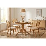 Vivense Tirena Yuvarlak Açılır Ahşap Mutfak Masası Takımı - Naturel - 100X100açılınca 100x130