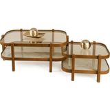 Vivense Togg Ikili Orta Sehpa, Ceviz Gri Mermer - 70 cm x 110 cm x 48 cm