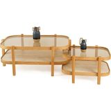 Vivense Togg Ikili Orta Sehpa, Meşe Traverten Mermer - 70 cm x 110 cm x 48 cm