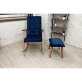 Vivense Trend Puflu Sallanan Sandalye, Lacivert, Naturel Ayak Lacivert