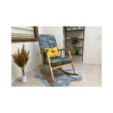 Vivense Trend Sallanan Sandalye, Mavi Desen, Ahşap, Naturel Ayak