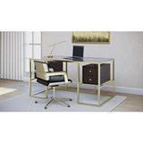 Vivense Trinity Gold Metal Çalişma Masasi, Venge Sarı
