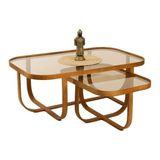 Vivense Tual Ikili Set Orta Sehpa, Ceviz Bronz Cam - 70 cm x 110 cm x 42 cm