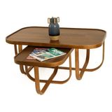 Vivense Tual Ikili Set Orta Sehpa, Ceviz Tablalı - 70 cm x 110 cm x 42 cm