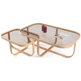 Vivense Tual Ikili Set Orta Sehpa, Meşe Bronz Cam - 70 cm x 110 cm x 42 cm
